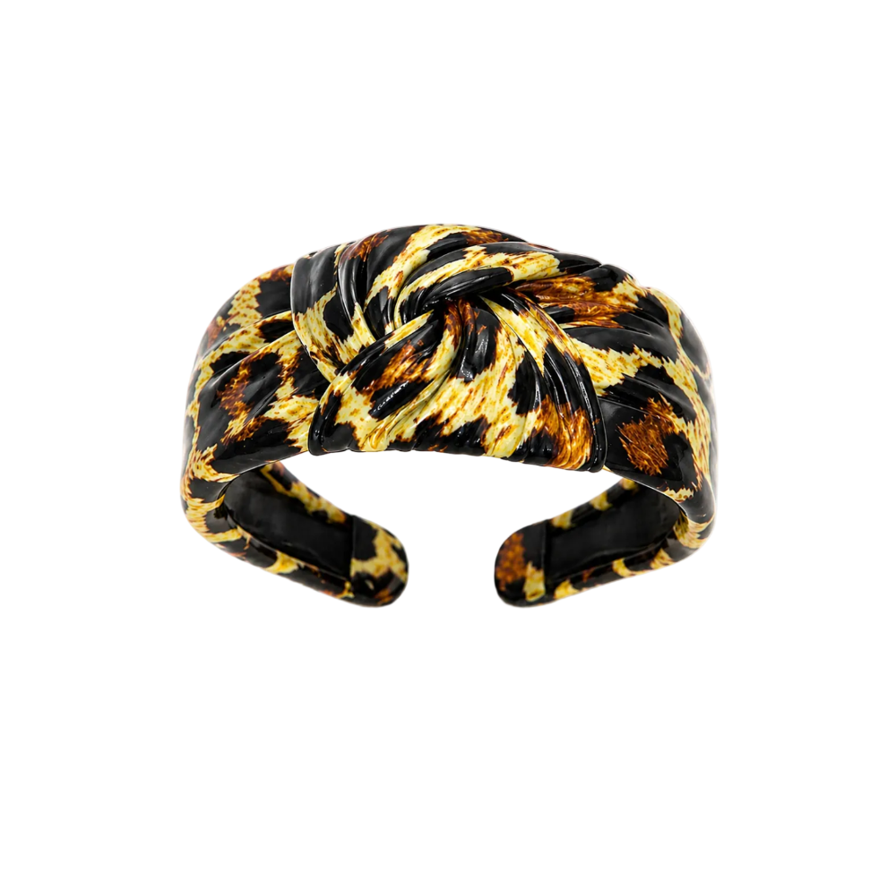 Cadelle Alice leopard print leather headband with knot detail