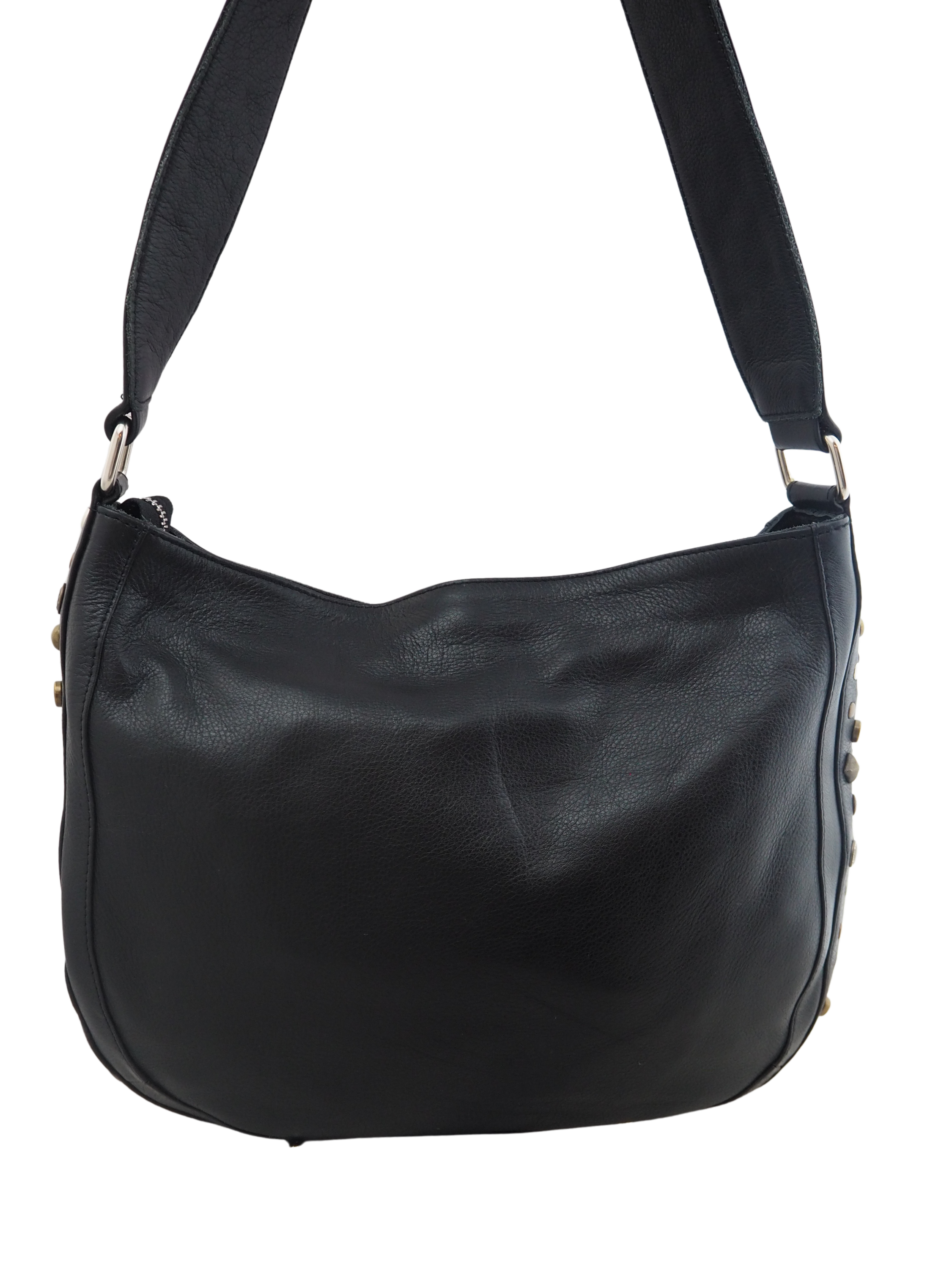 Black leather crossbody bag- back view
