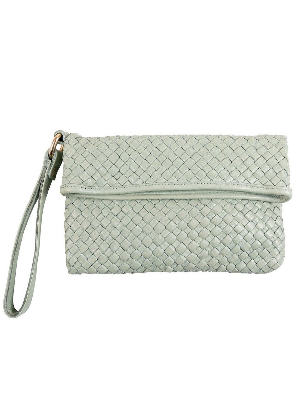 Luna Weave Clutch | Mint-CadelleLeather