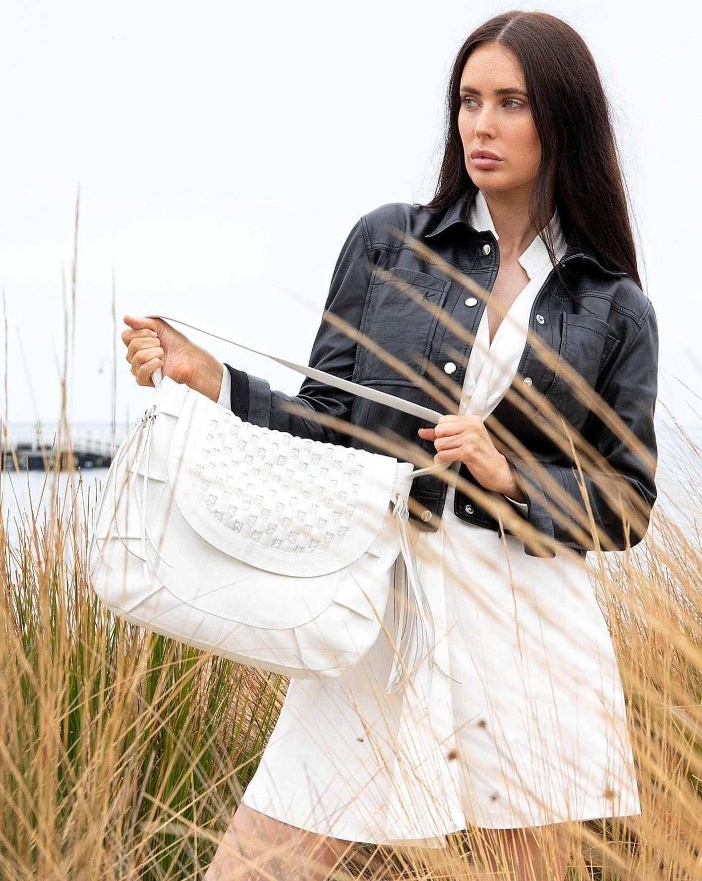 Natalia Satchel | White-CadelleLeather