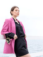 Mylee Zip Sleeve Blazer | Fuchsia-Jackets-CadelleLeather