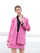 Mylee Zip Sleeve Blazer | Fuchsia-Jackets-CadelleLeather