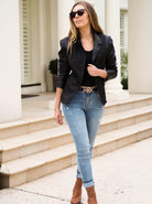 Leather Jacket Costa Woven Blazer Black Picture 3 regular from Cadelle Leather