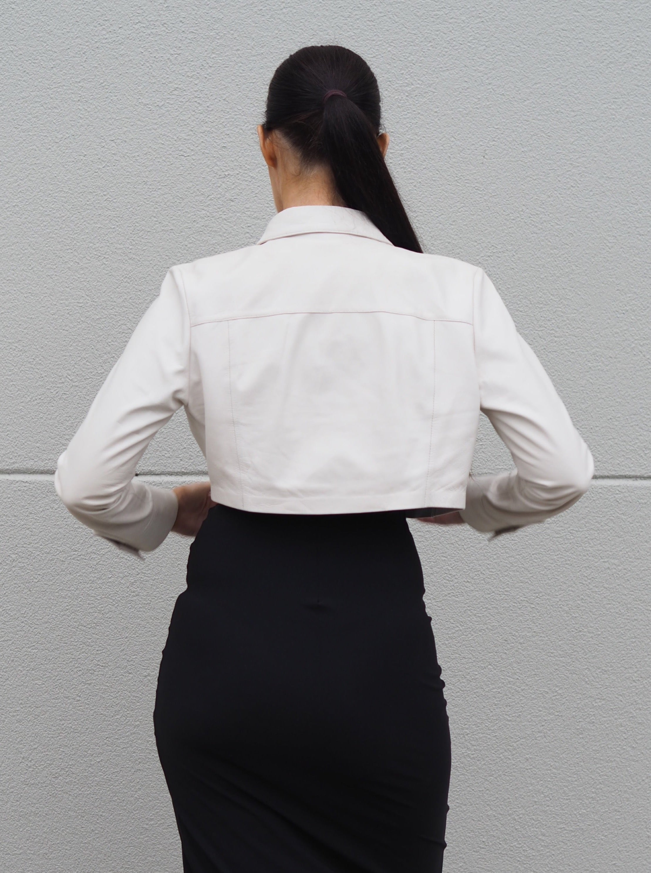 Katy Cropped Shirt | White-CadelleLeather