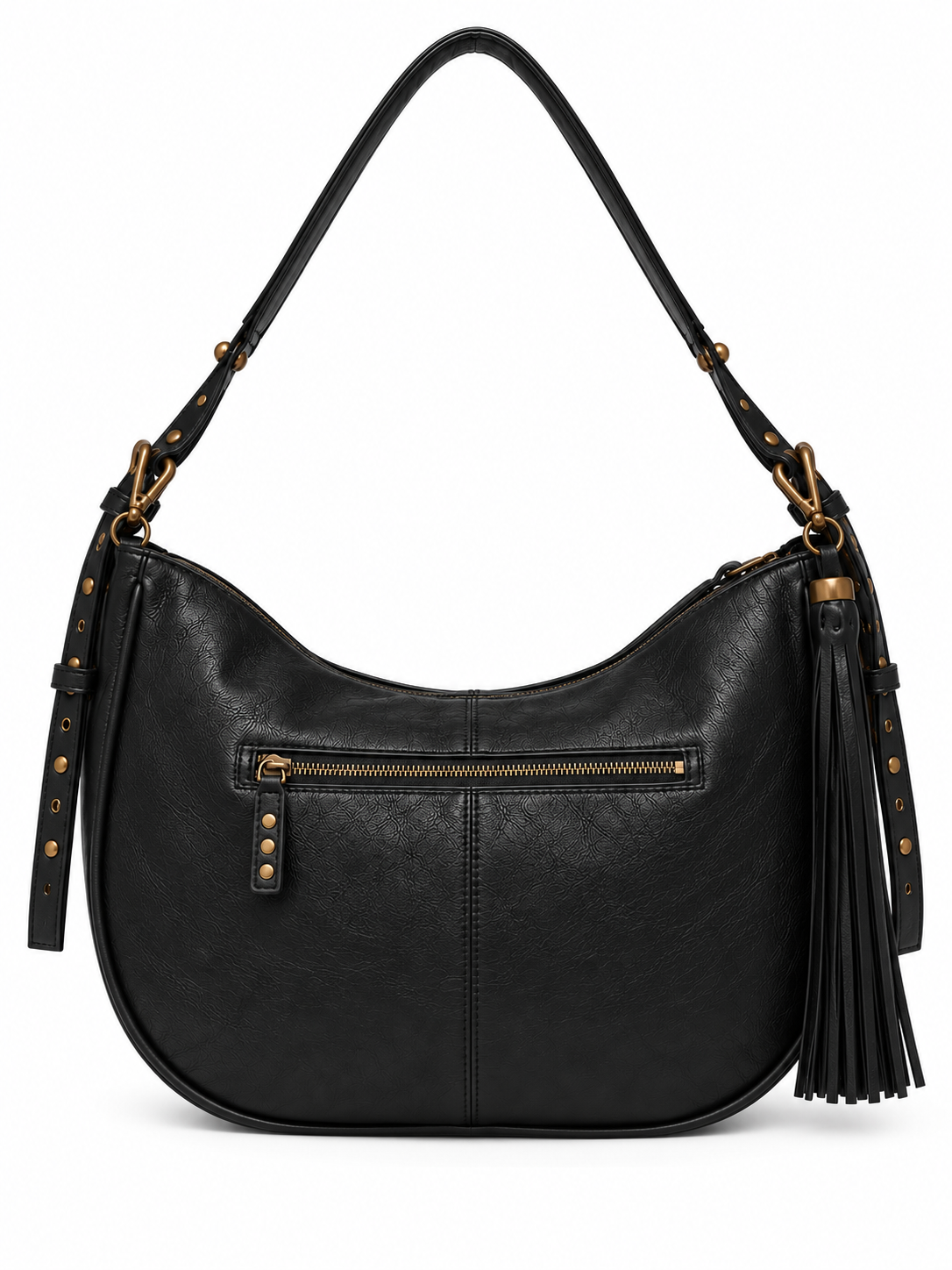 Cadelle Helena black leather hobo back view with zip