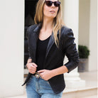 Leather Jacket Costa Woven Blazer Black Picture 1 regular from Cadelle Leather