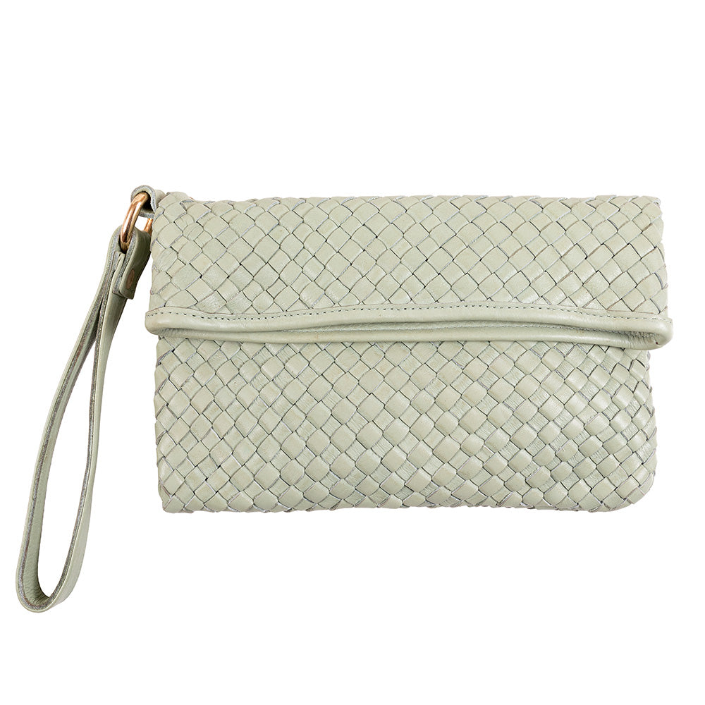 Luna Weave Clutch | Pale Blue-CadelleLeather