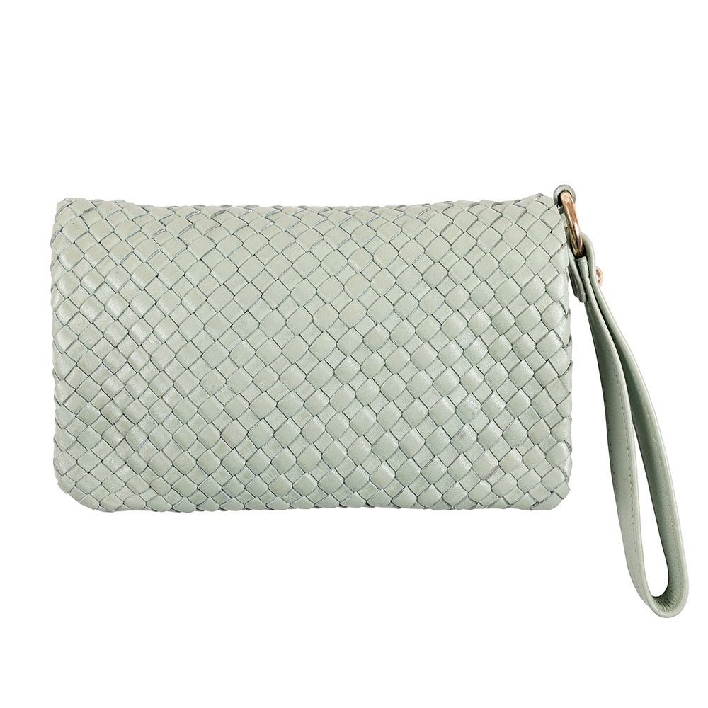 Luna Weave Clutch | Mint-CadelleLeather