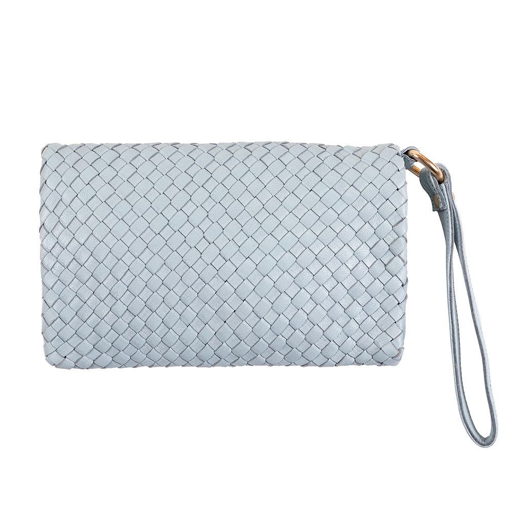 Luna Weave Clutch | Pale Blue-CadelleLeather