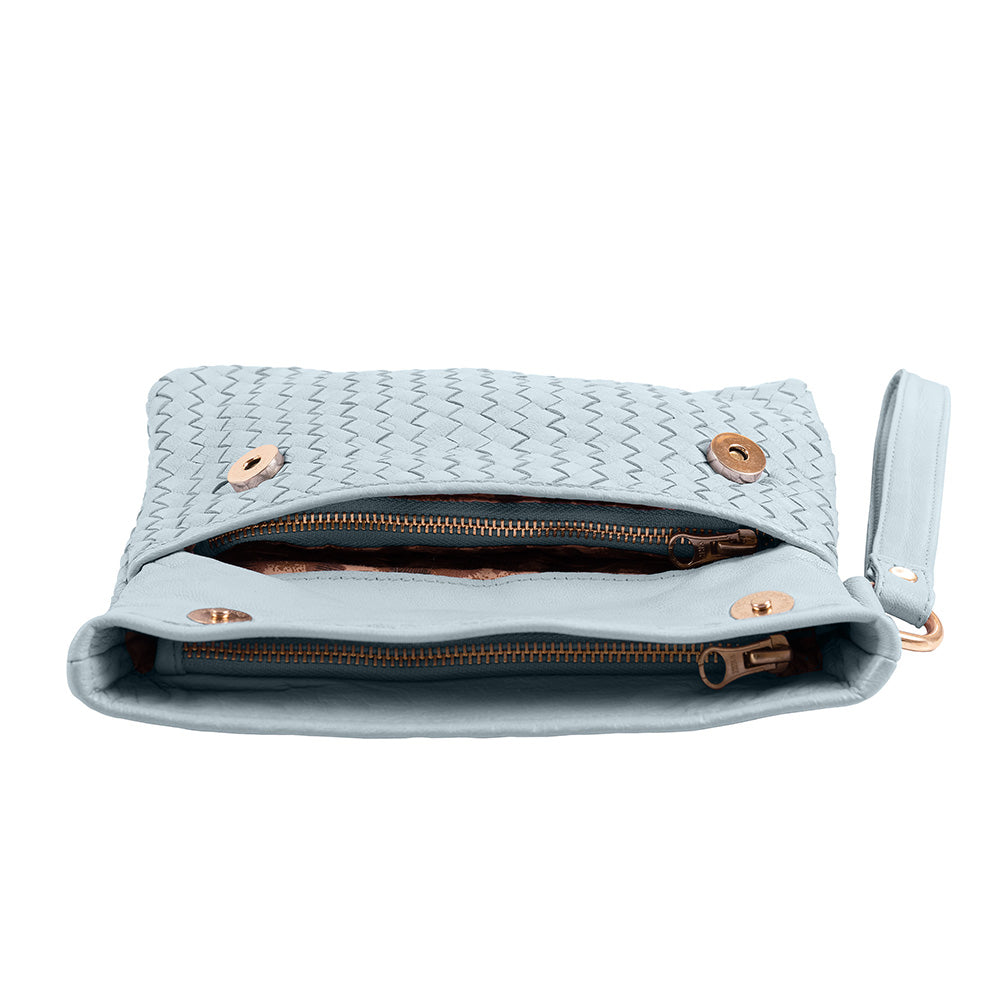 Luna Weave Clutch | Pale Blue-CadelleLeather