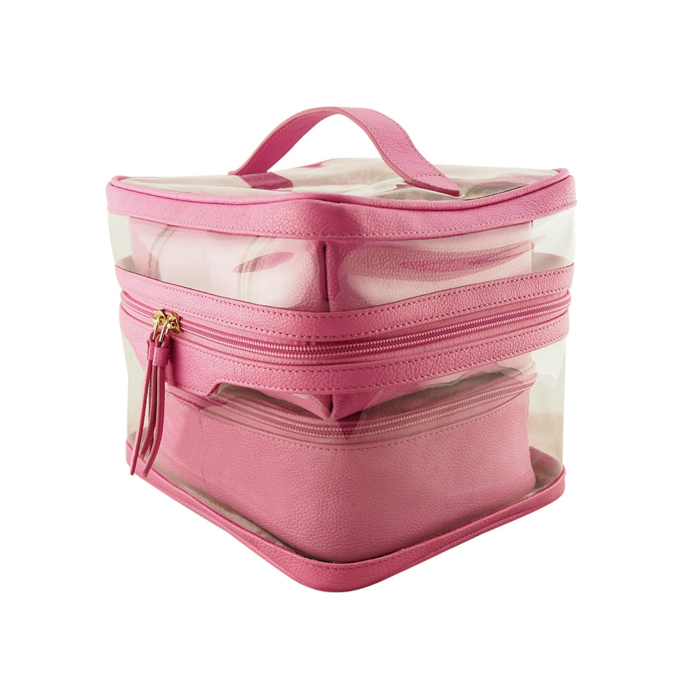 Sophia 4 Piece Travel Makeup Case | Fuchsia-CadelleLeather