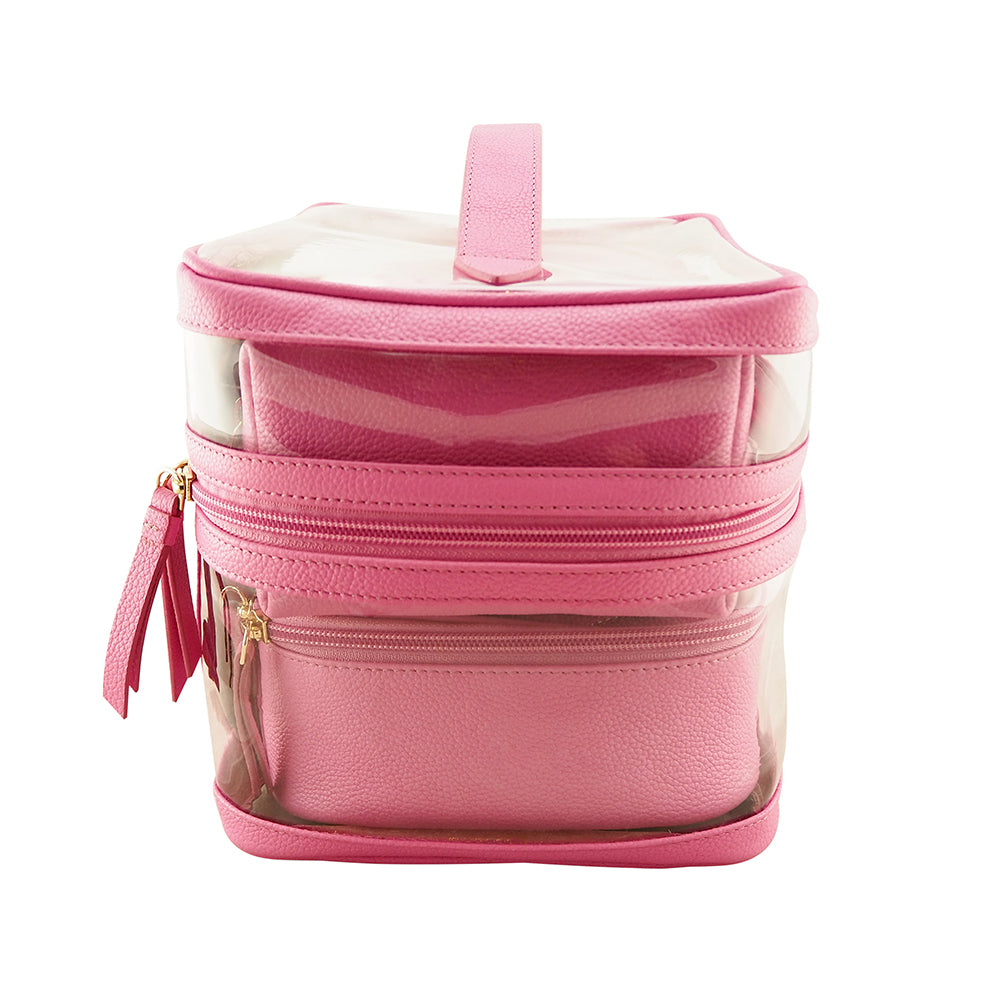 Sophia 4 Piece Travel Makeup Case | Fuchsia-CadelleLeather