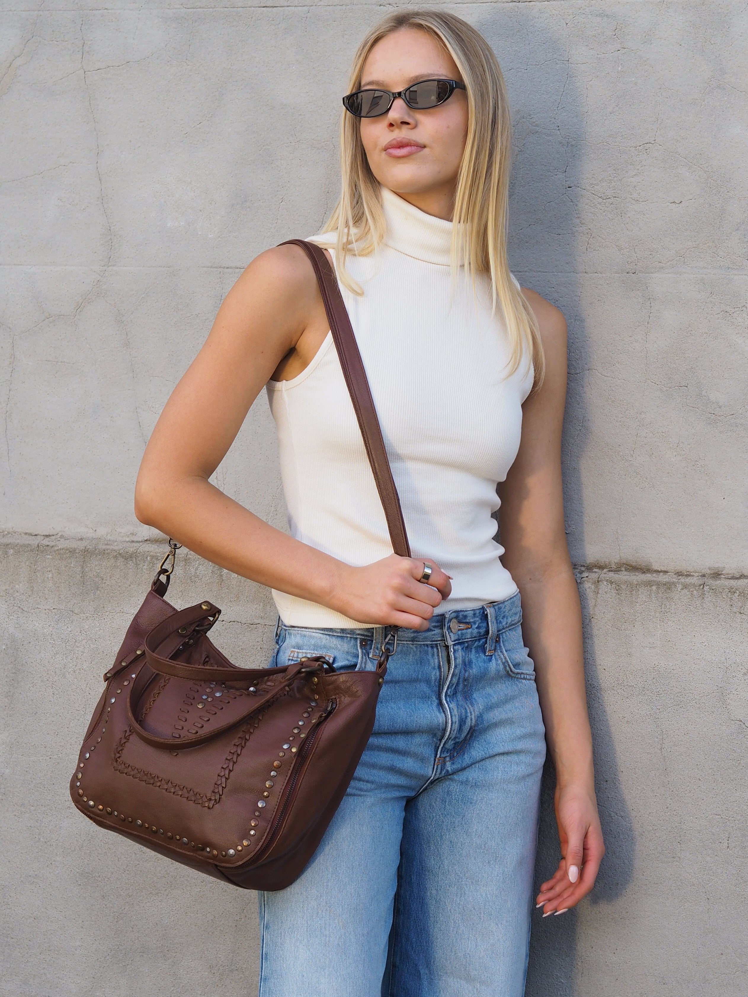 Chocolate leather handbag