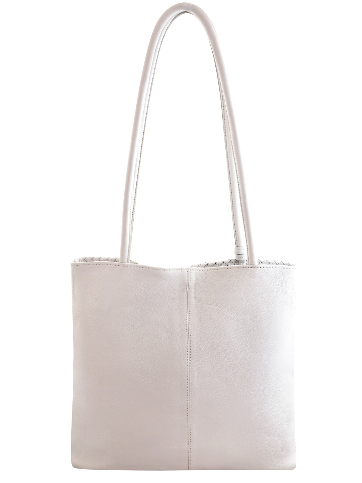 Cadelle Billie white leather tote back view