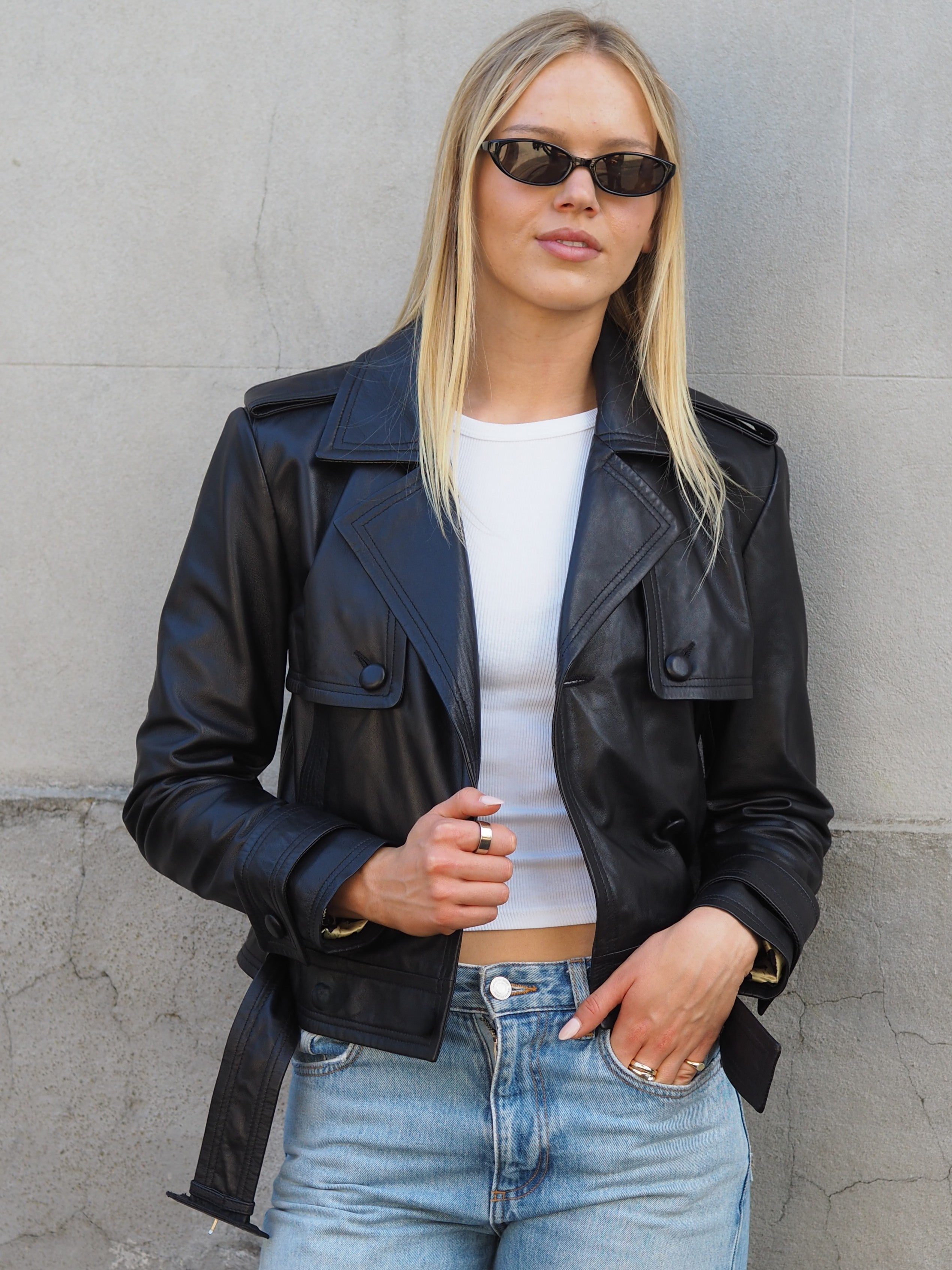 Nikki black women's leather biker jacket