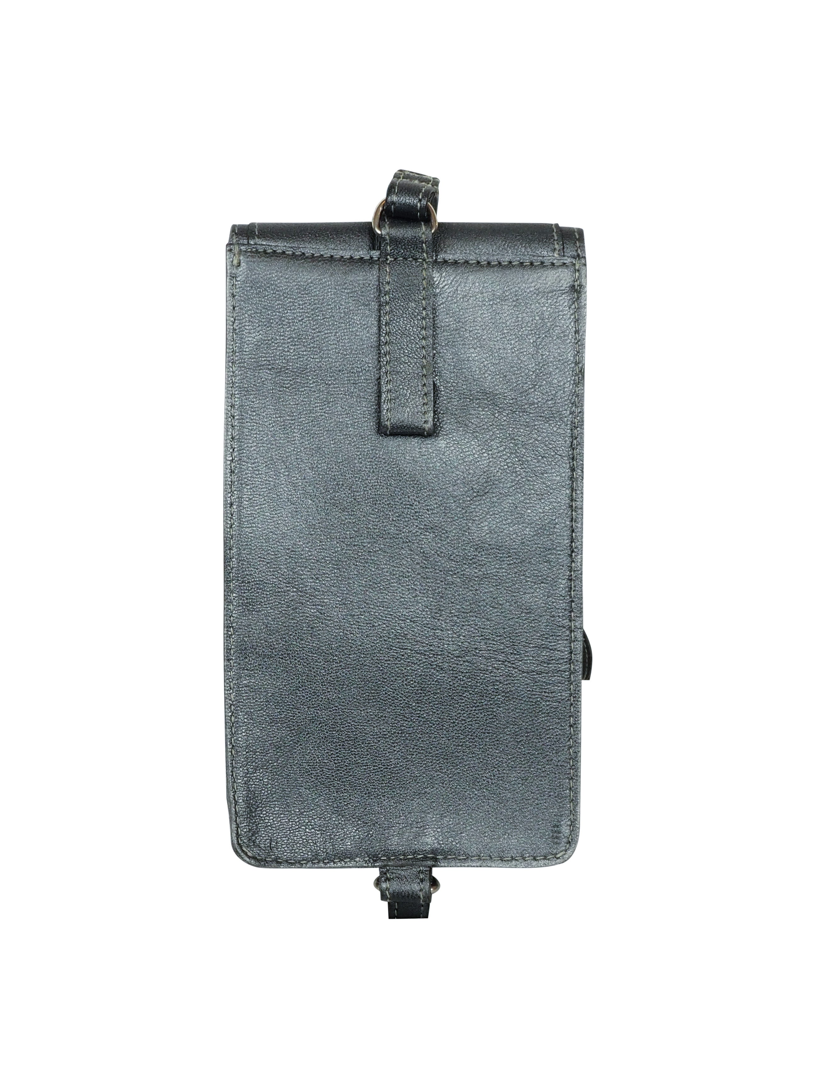 Marina Phone Bag | Pewter Metallic-Handbag & Wallet Accessories-CadelleLeather