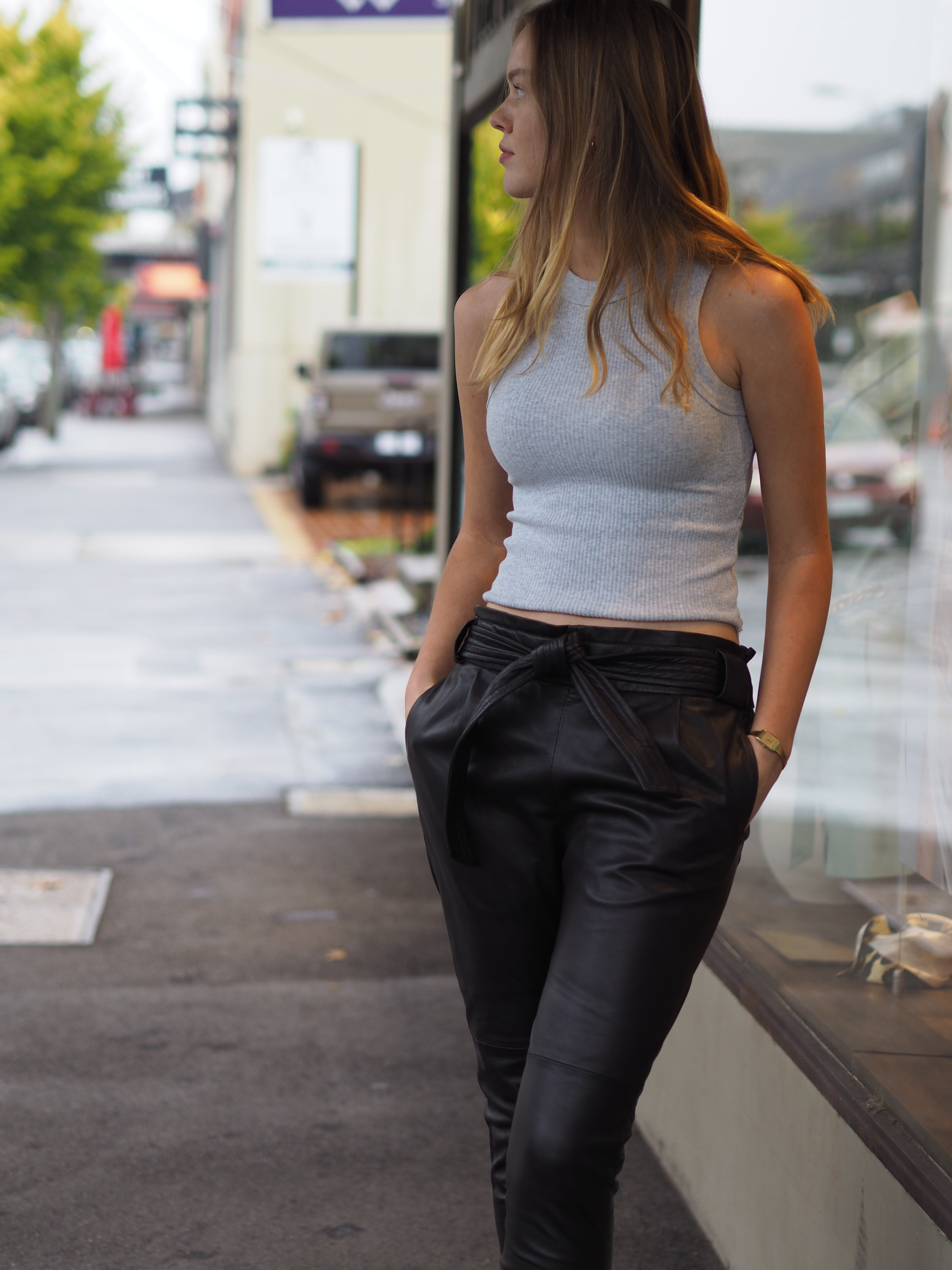 Beckie Relaxed Pant | Black-Pants-CadelleLeather