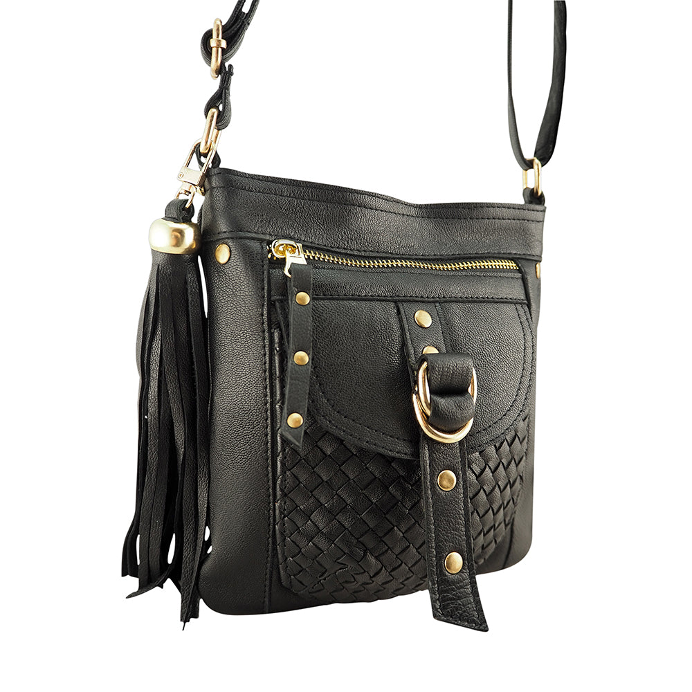 Gold Jamie Crossbody | Black-Handbags-CadelleLeather