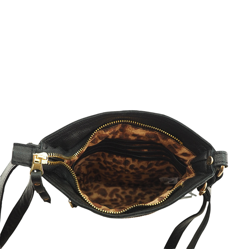 Gold Jamie Crossbody | Black-Handbags-CadelleLeather