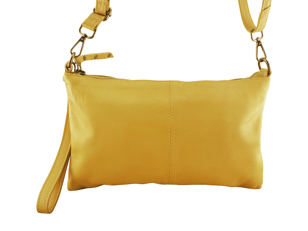 Cadelle Willow saffron leather crossbody bag with zip closure