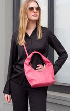 Ellen Crescent Handbag | Fuchsia-CadelleLeather
