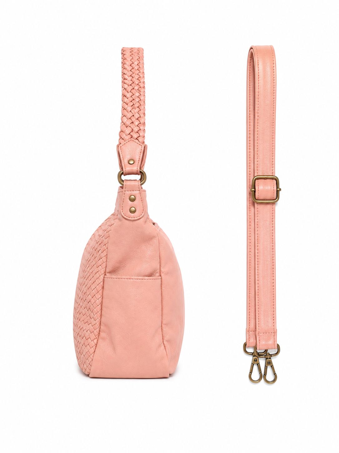 Cadelle Brooklyn misty rose leather tote side view