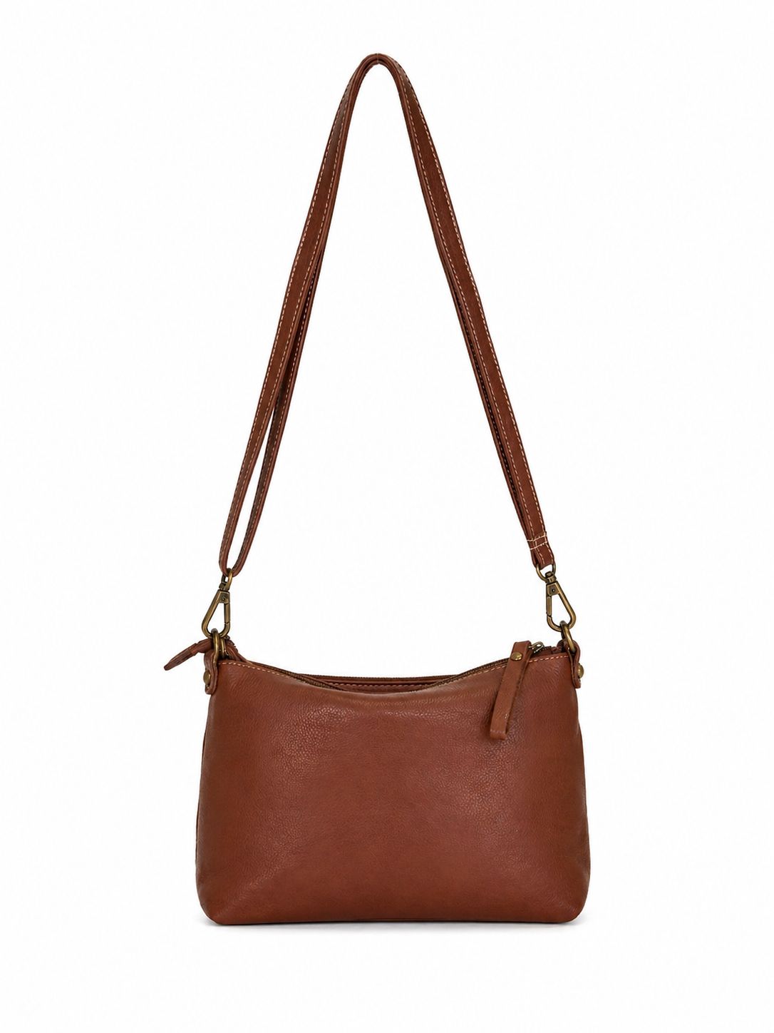 Cadelle Freya Spice leather crossbody bag with front zip pockets back view