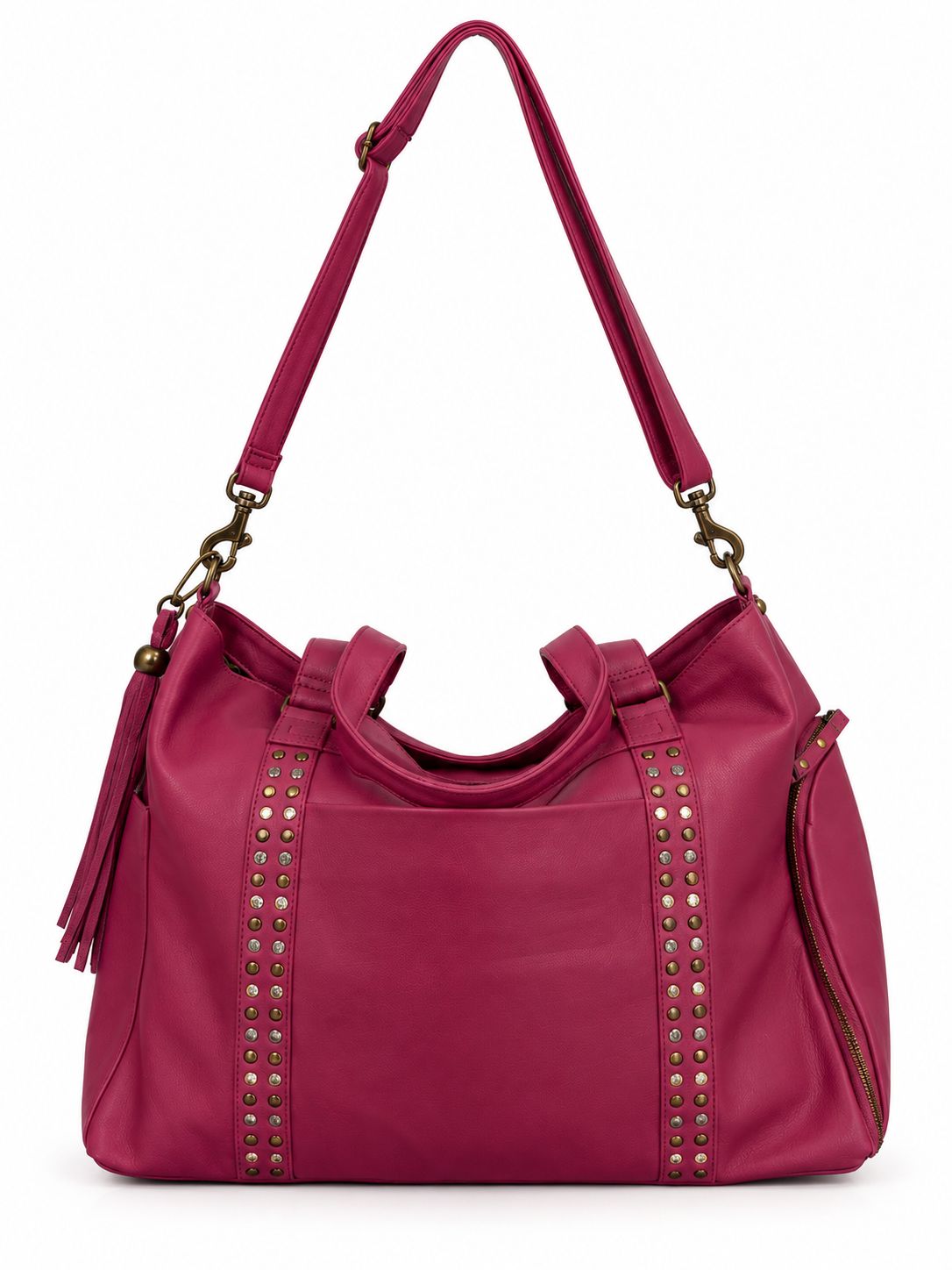 Cadelle Victoria raspberry leather overnighter with double handles