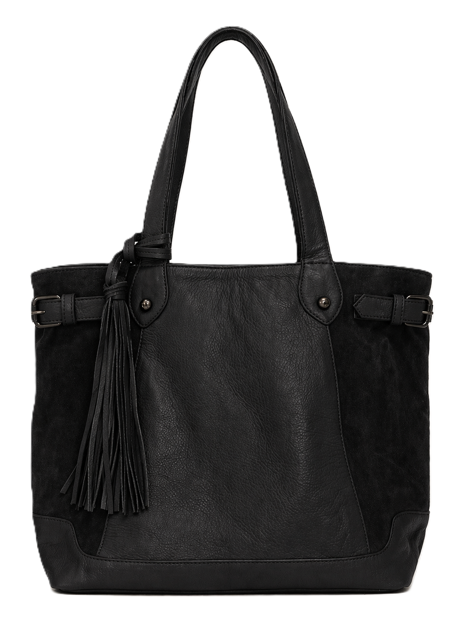 Black leather and suede shopper by Cadelle