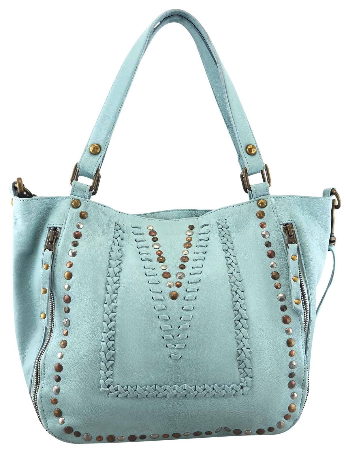 Mila pale blue leather shopper by Cadelle