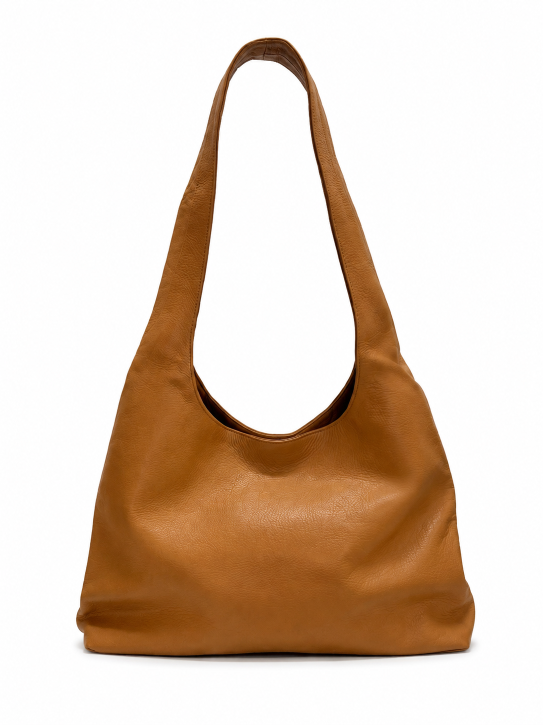 Scarlett camel leather hobo shoulder bag with a single strap
