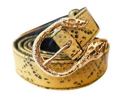 Cairo Leather Belt | Black/White Snake-CadelleLeather