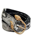 Cairo Leather Belt | Black/White Snake-CadelleLeather