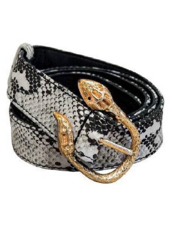 Cairo Leather Belt | Black/White Snake-CadelleLeather