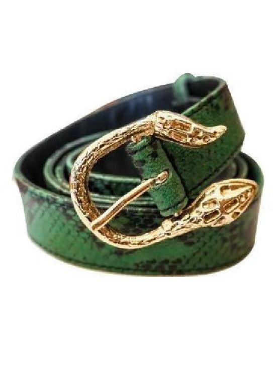 Cairo Leather Belt | Green Snake-CadelleLeather