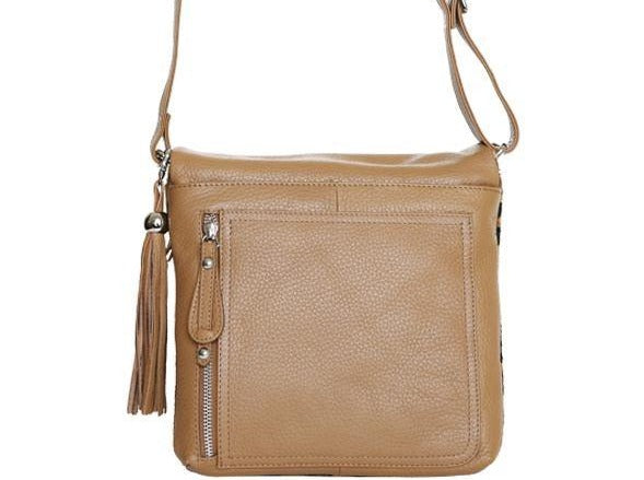 Leather Handbag Feline Saddle Crossbody Bag Camel/Leopard Picture 4 regular from Cadelle Leather