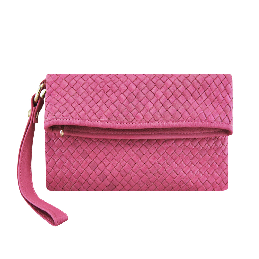 Leather Wallet Luna Weave Clutch Fuchsia Picture 1 regular from Cadelle Leather