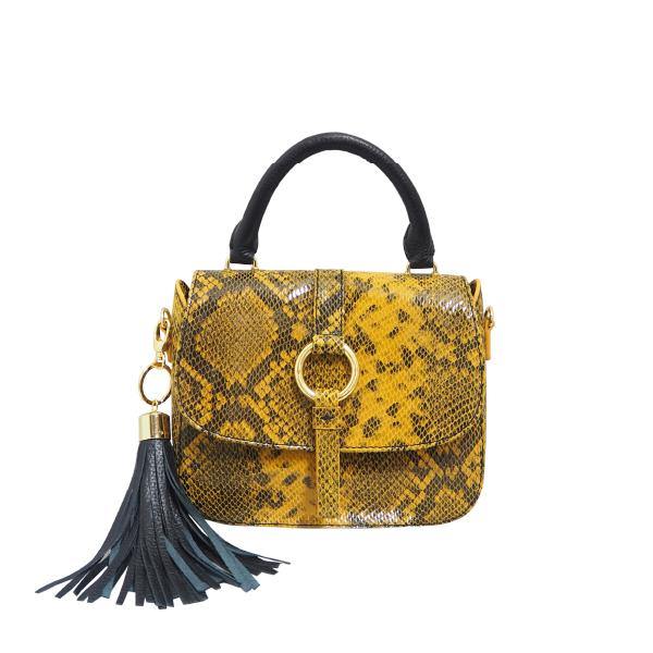 Leather Bag MONK Mini Jordan Black/Yellow Snake Picture 4 Regular from CadelleLeather