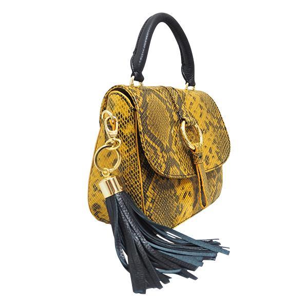 Leather Bag MONK Mini Jordan Black/Yellow Snake Picture 5 Regular from CadelleLeather