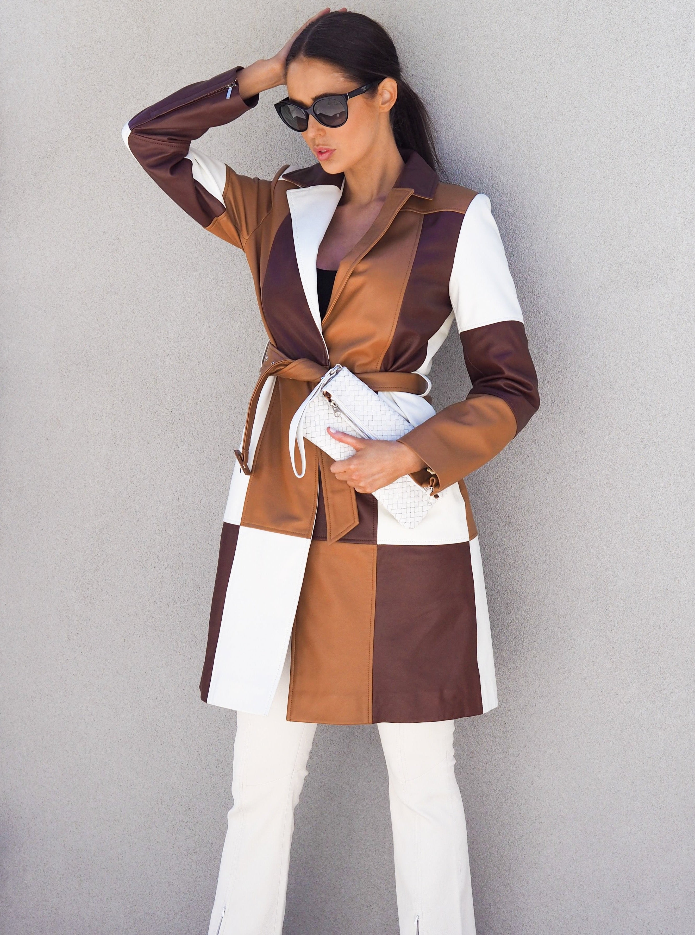 Leather Trench Hazel Colour Blocked Picture 3 regular from Cadelle Leather
