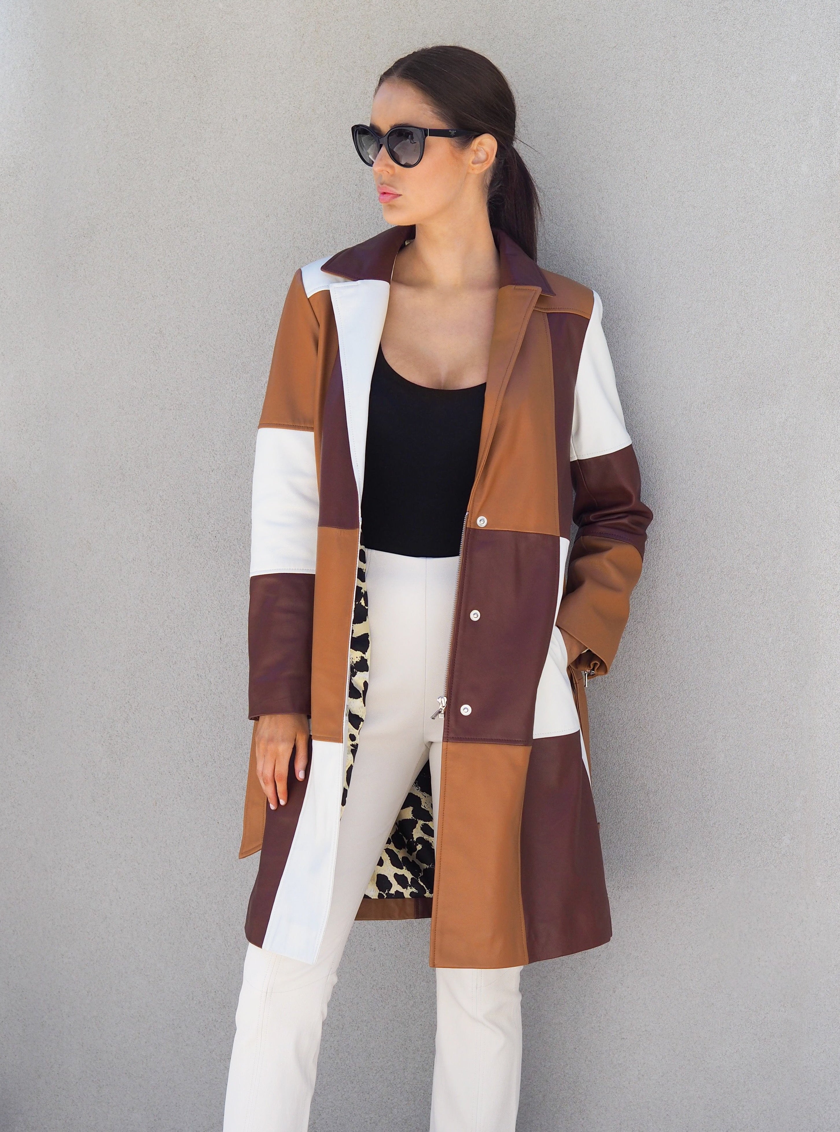 Leather Trench Hazel Colour Blocked Picture 2 regular from Cadelle Leather