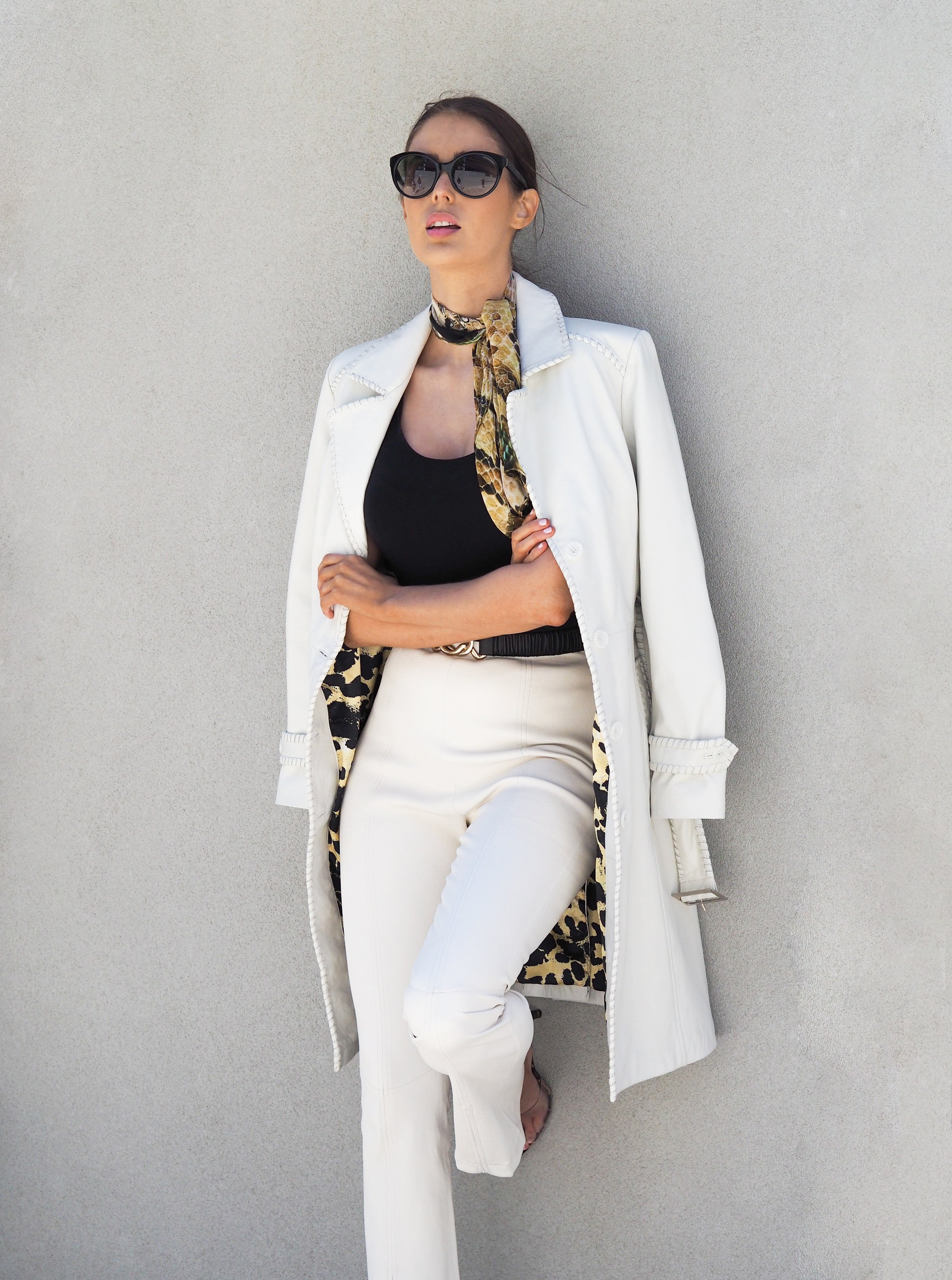 Milania Trench Coat | White-CadelleLeather