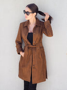 Bridgette Suede Trench Coat | Tan-CadelleLeather