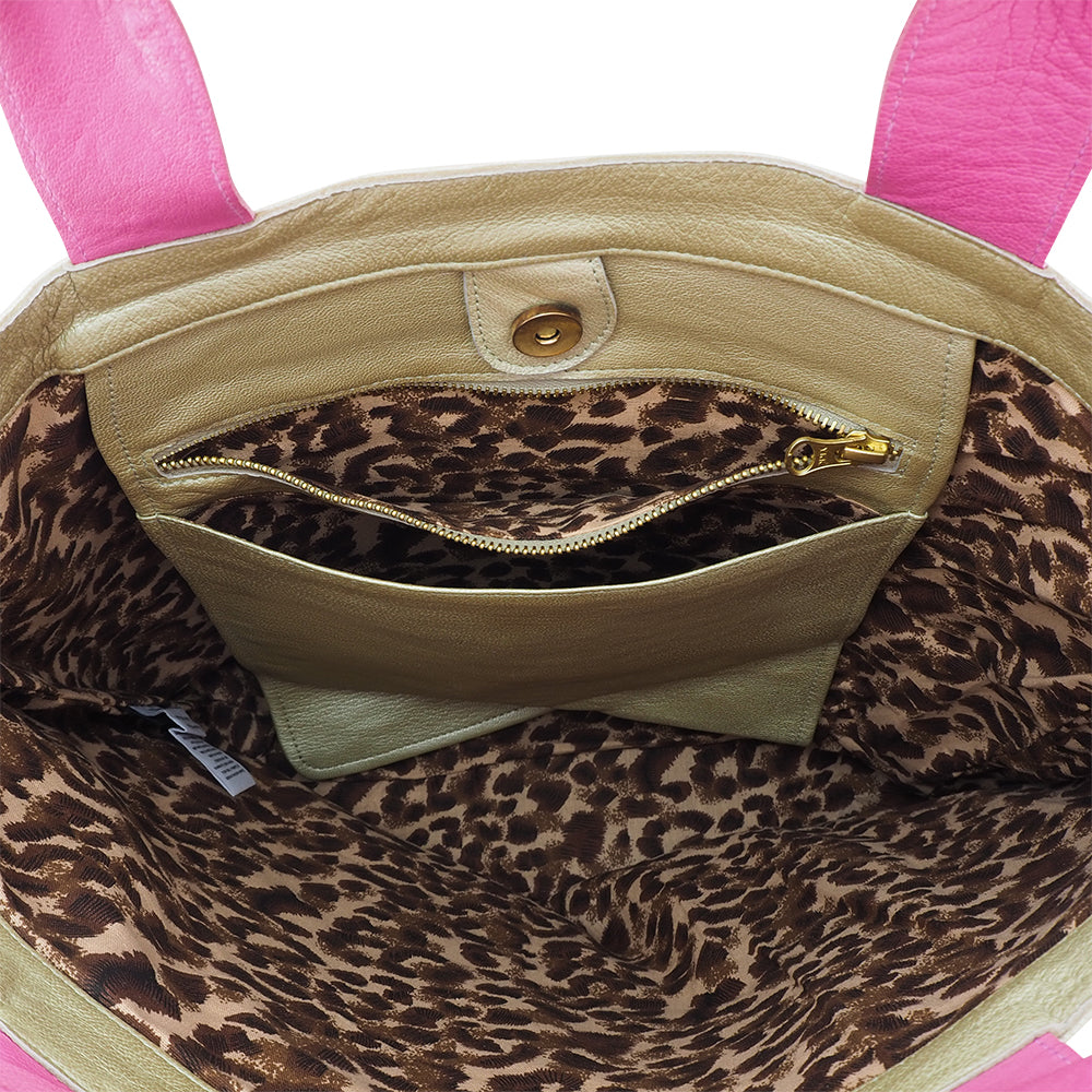 Positano Tote | Gold/Fuchsia-CadelleLeather