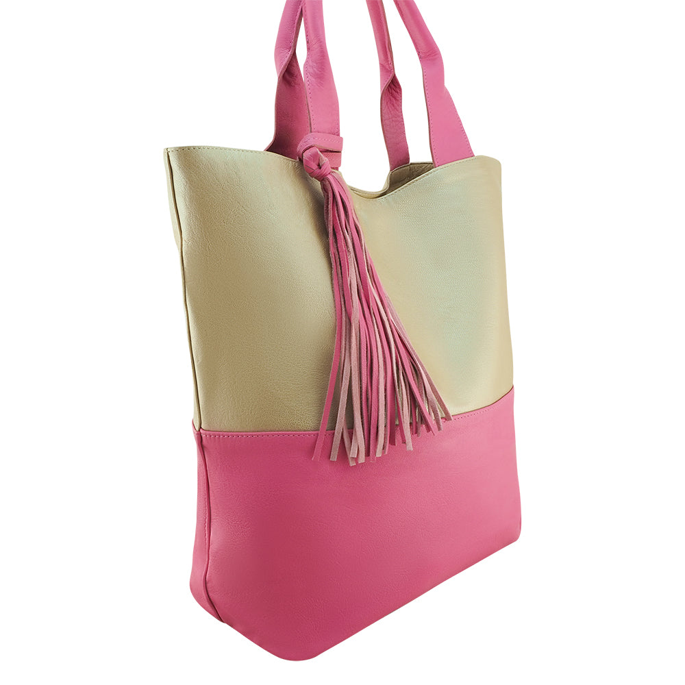 Positano Tote | Gold/Fuchsia-CadelleLeather