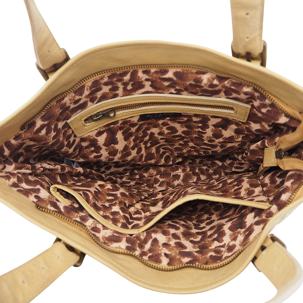 Leila Fringed Tote | Camel-CadelleLeather