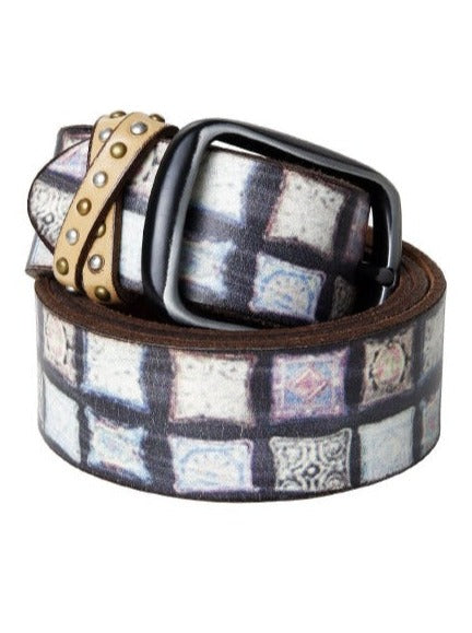 Pyrene Tile Leather Belt-CadelleLeather