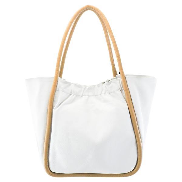 Cadelle Tamara White and Camel leather shoulder bag with contrasting handles front view