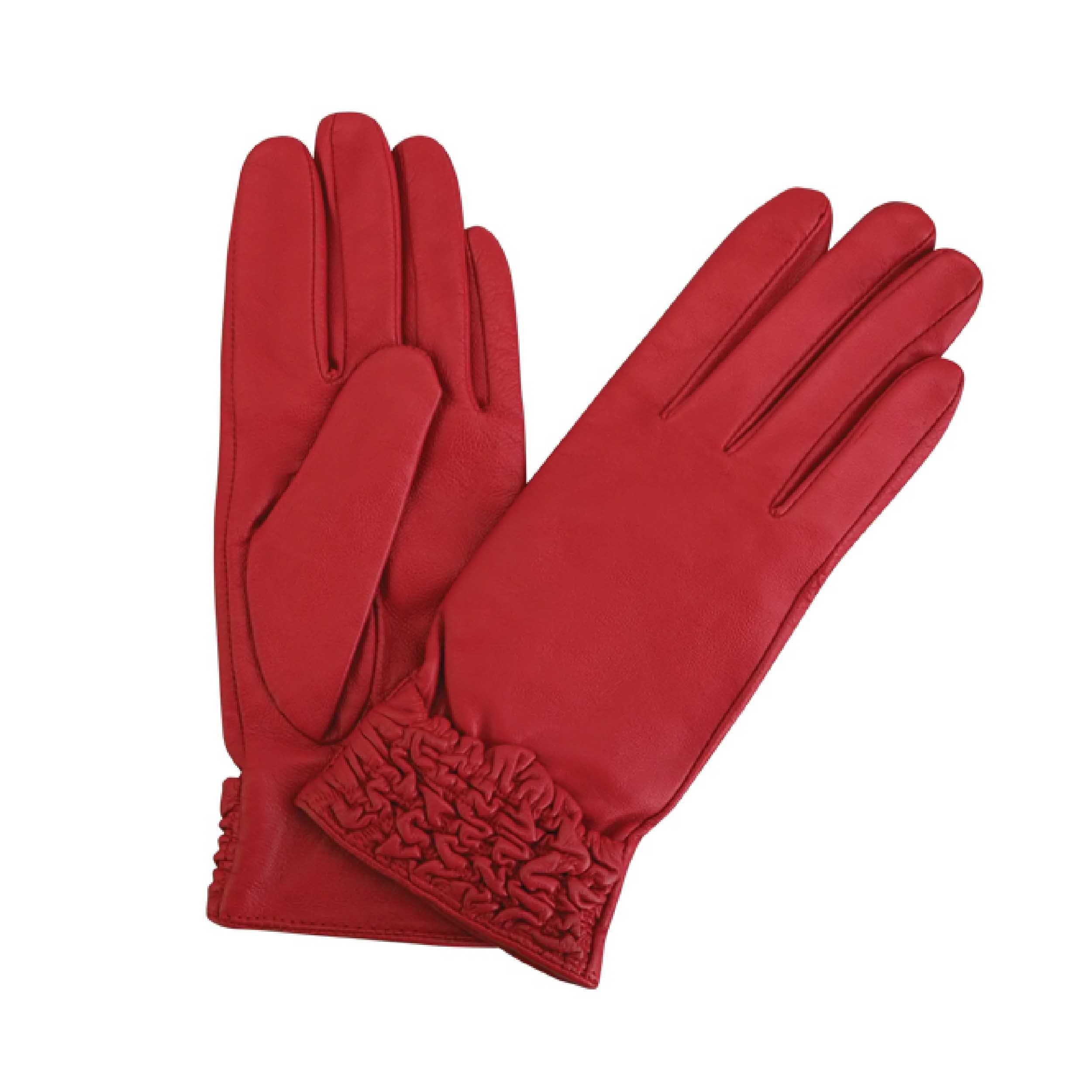 Leather Ruched Glove Red Picture 1 regular from Cadelle Leather