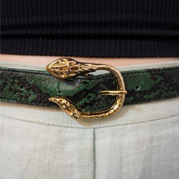 Leather Belt Cairo Belt Bottle Green Snake Skin Picture 2 regular from Cadelle Leather